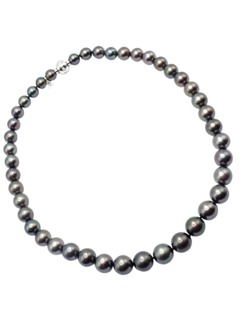 Mikimoto 18k White Gold Diamond Large Tahitian South Sea Pearl Strand Necklace